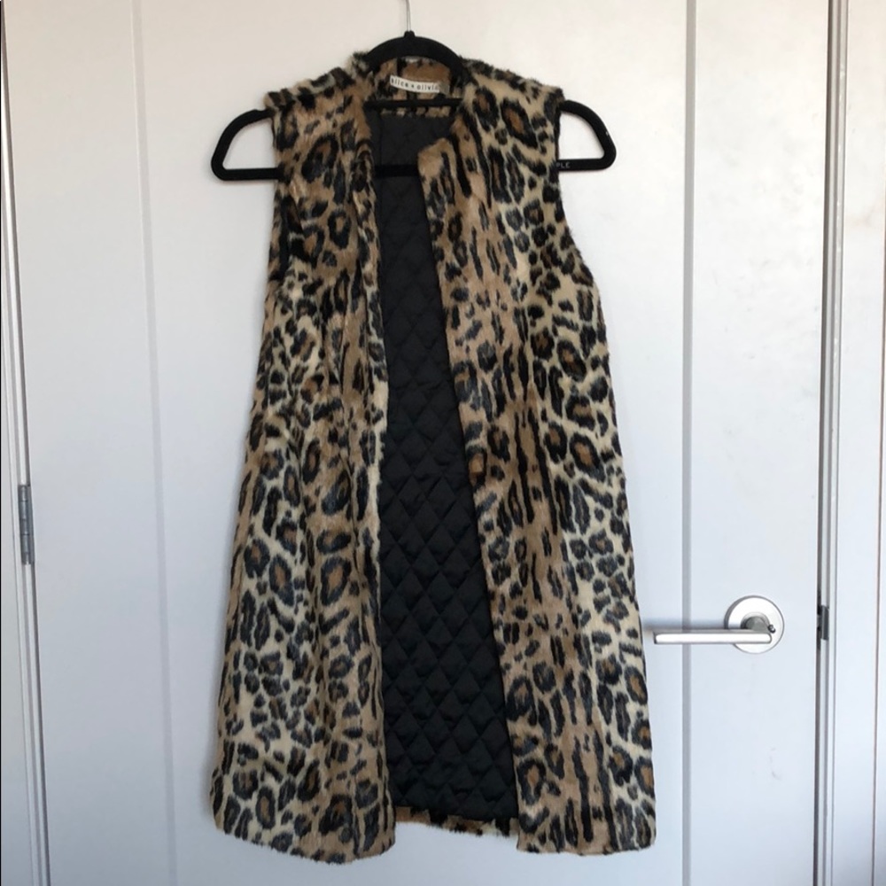 Alice + Olivia leopard fur vest
